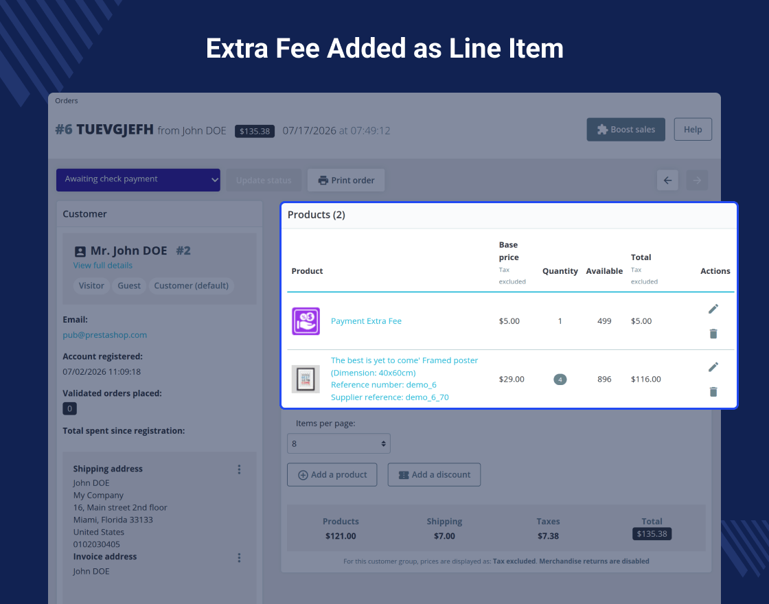 PrestaShop Payment Extra Fee/Discount