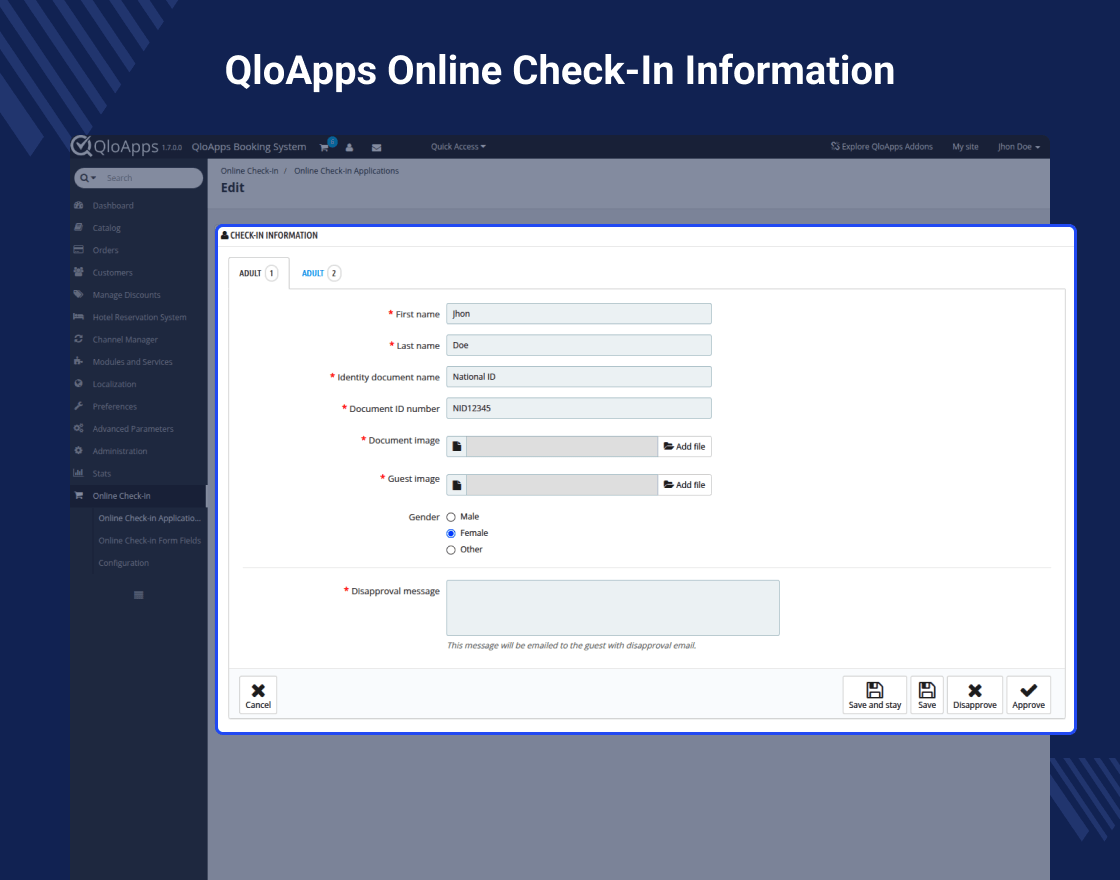 QloApps Online Check-in