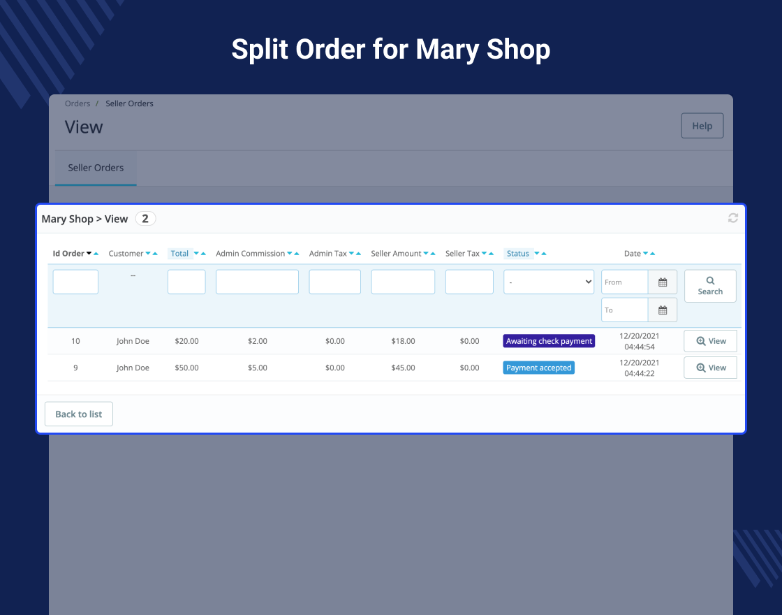 PrestaShop Marketplace Cart and Order Split