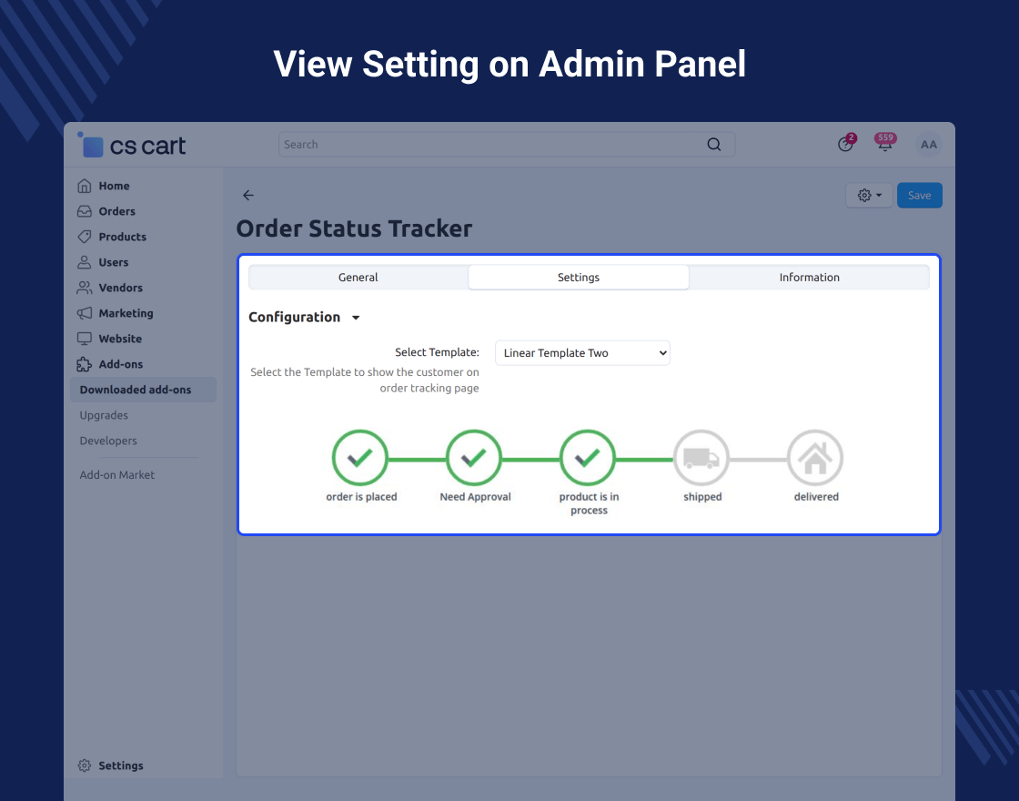 CS-Cart Order Status Tracker