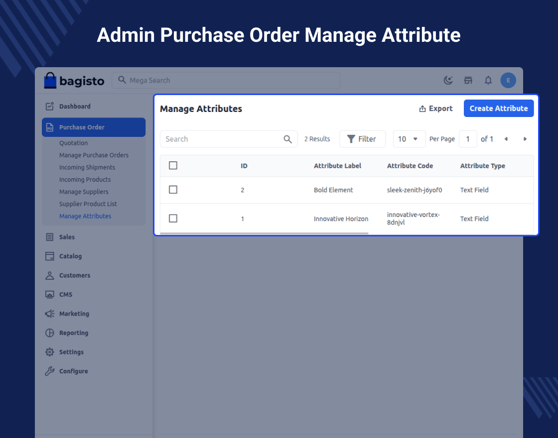Laravel (Bagisto) Purchase Order Management