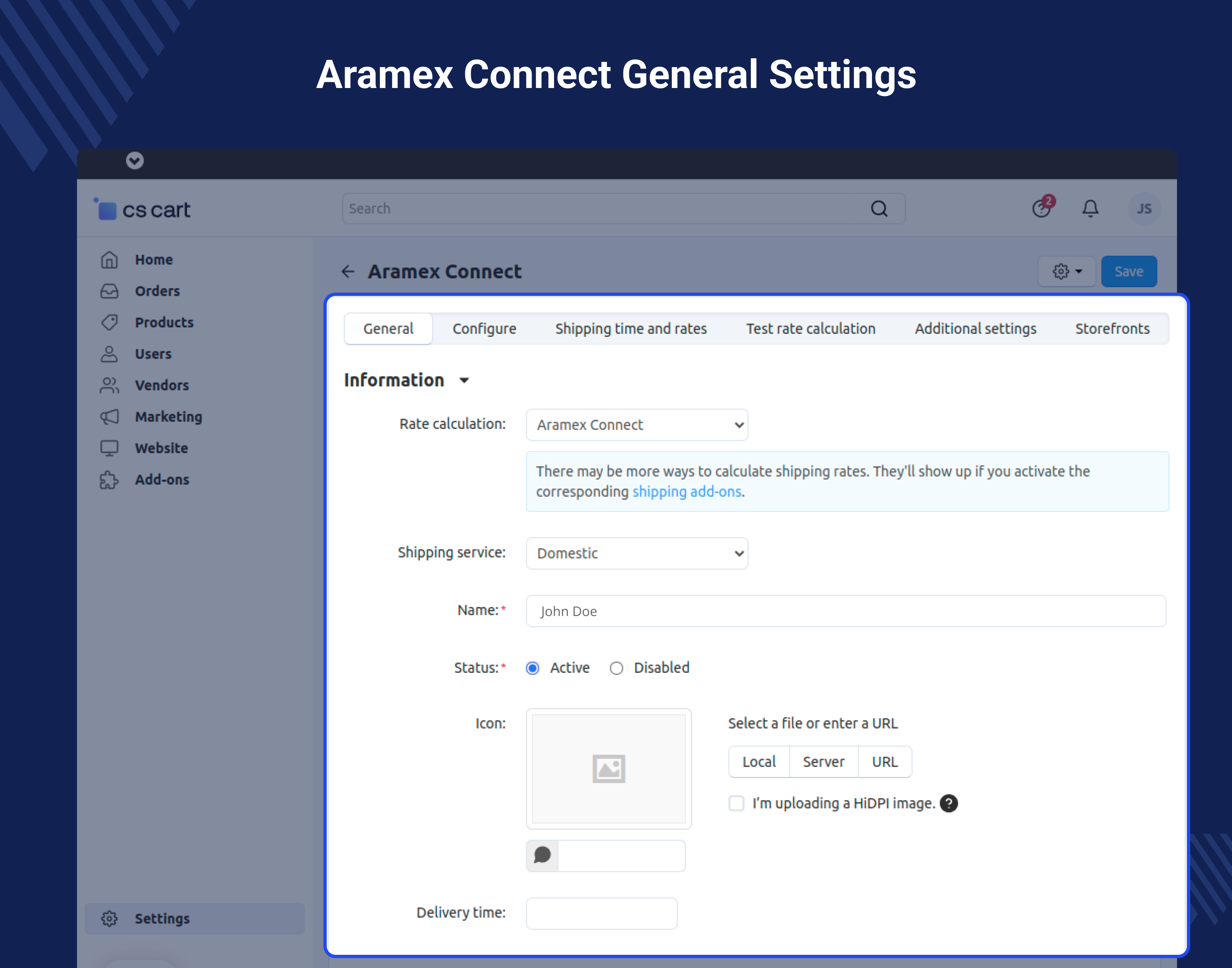 CS-Cart Aramex Connect Shipping