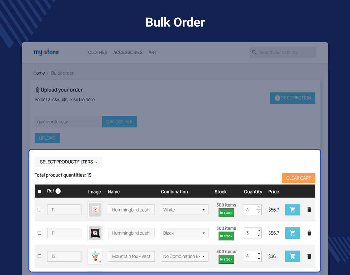 Prestashop Quick Order 