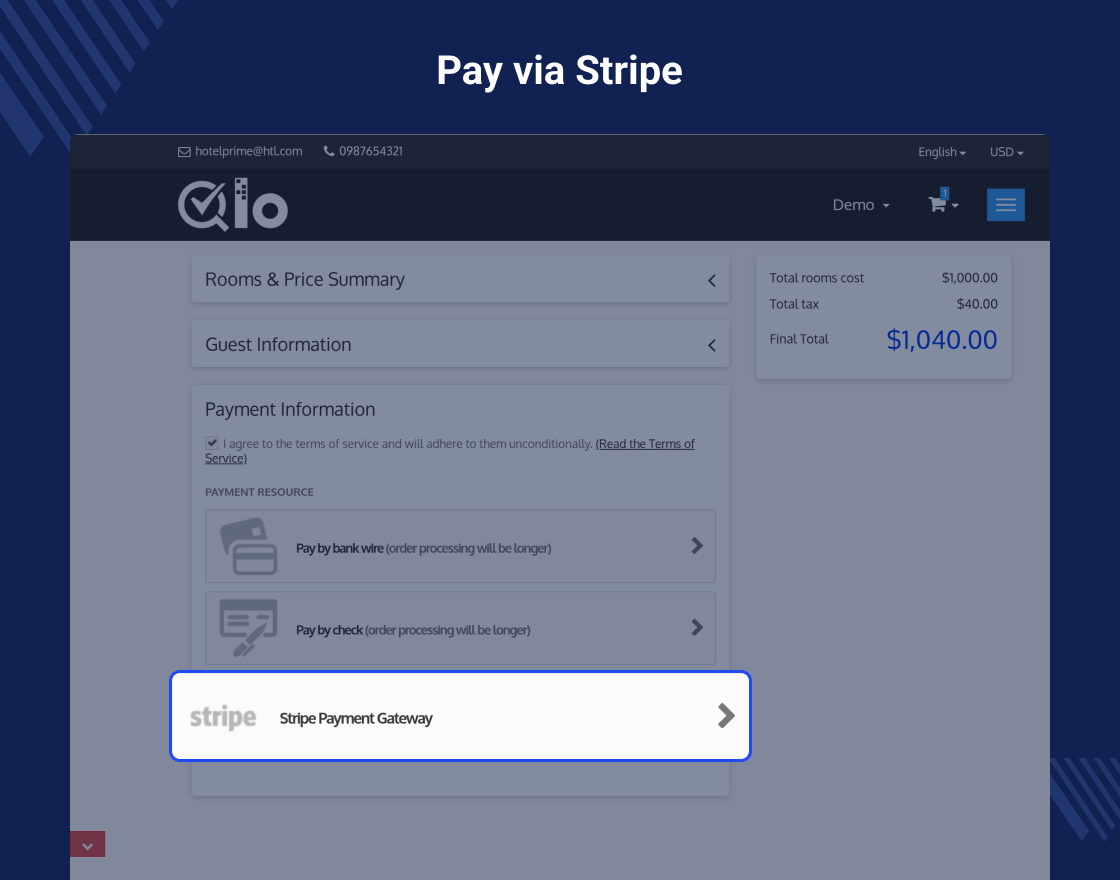 QloApps Marketplace Stripe Payment Gateway