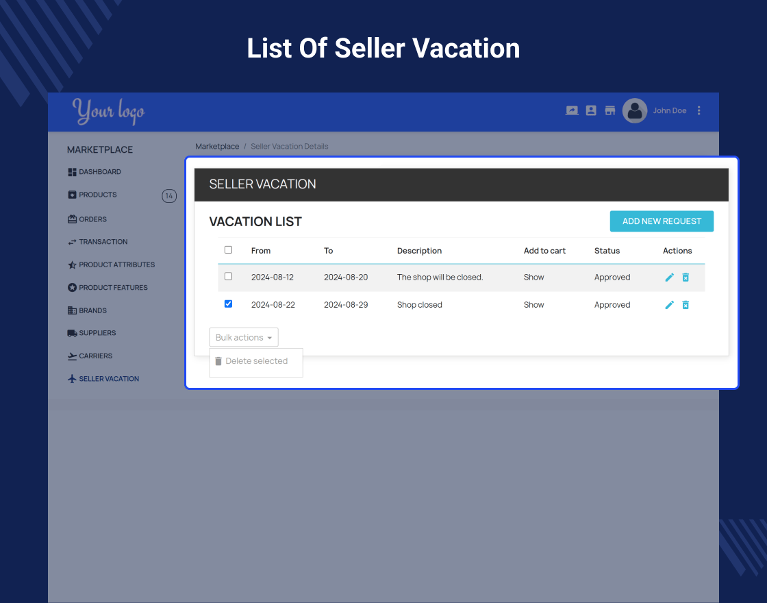 Prestashop Marketplace Seller Vacation