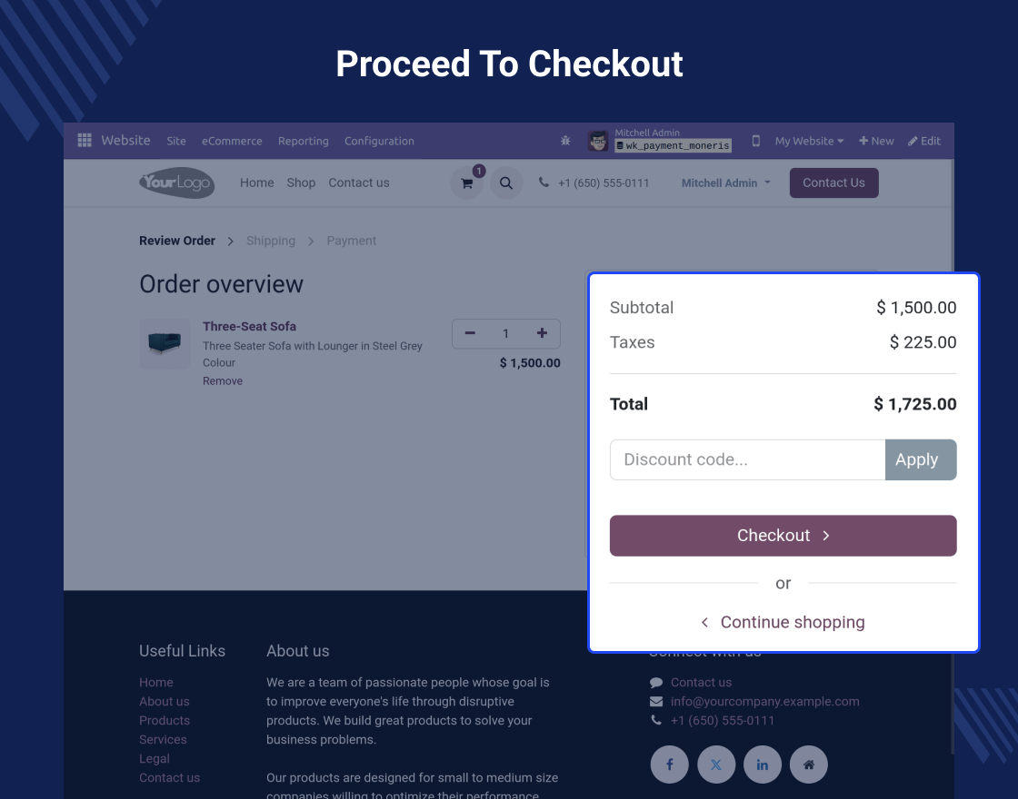 Odoo Website Moneris Payment Acquirer
