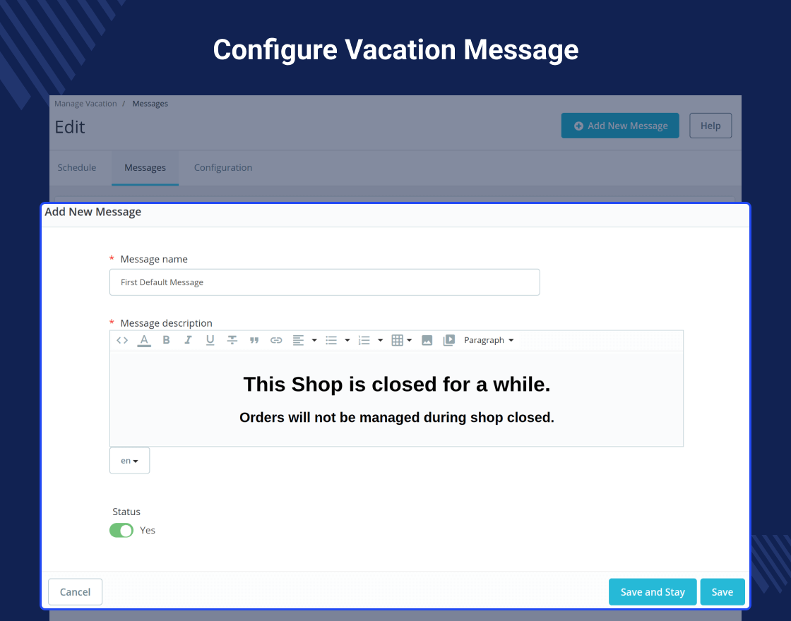 Prestashop Admin Vacation