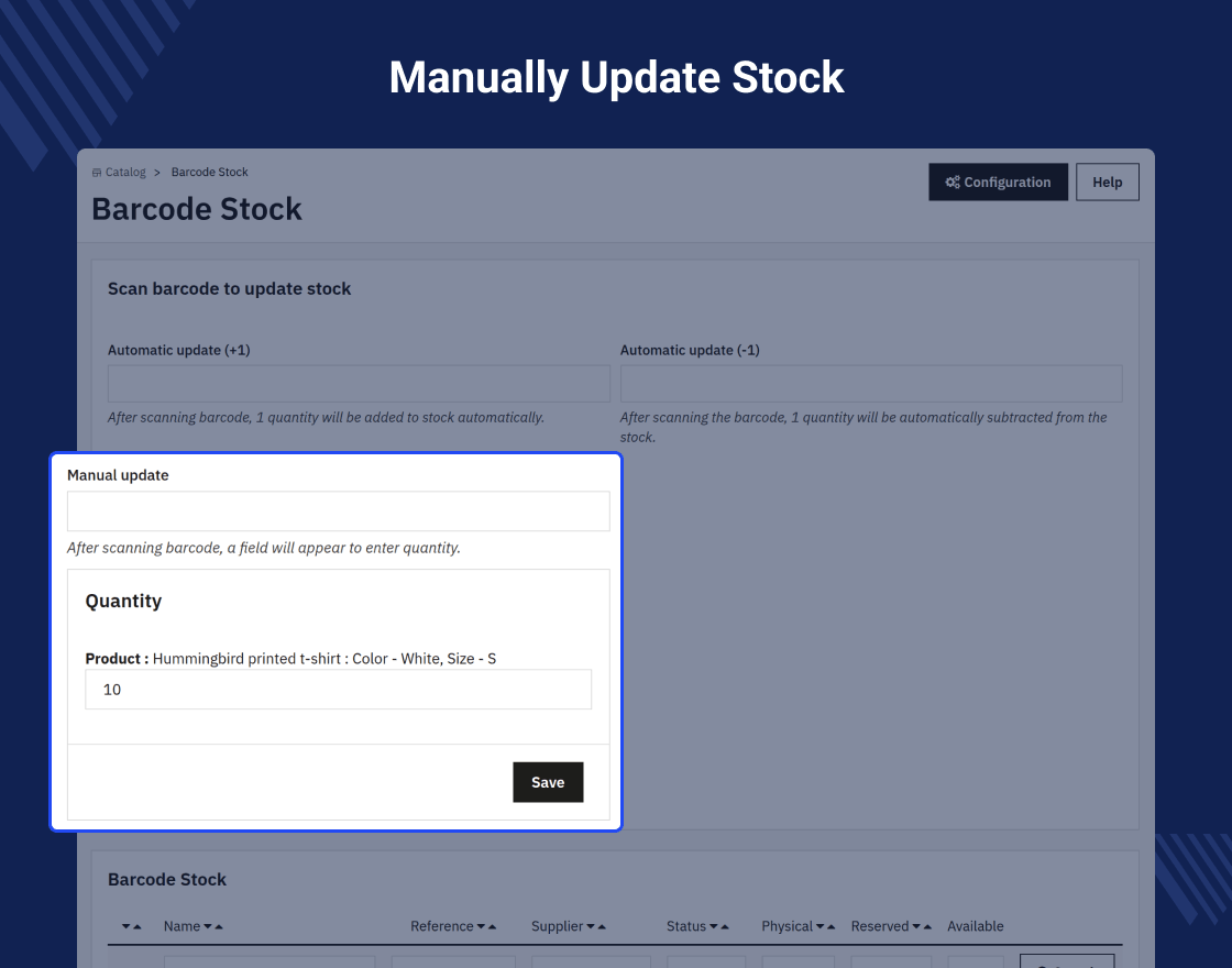 PrestaShop Barcode Stock Management