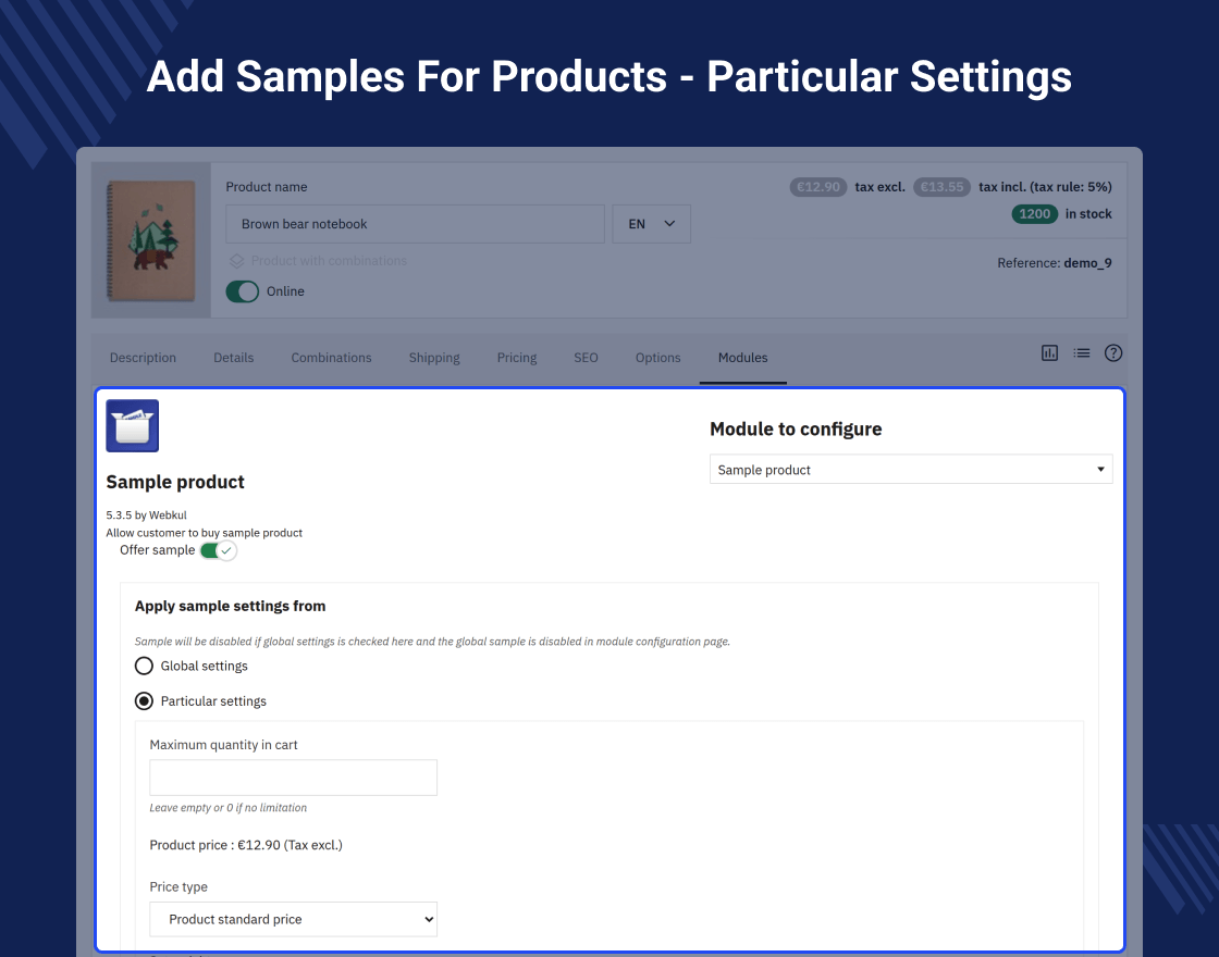 Prestashop Sample Product