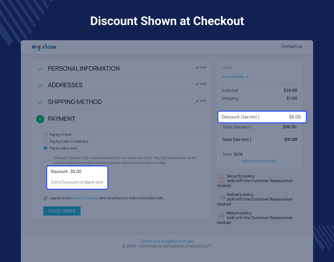 PrestaShop Payment Extra Fee/Discount