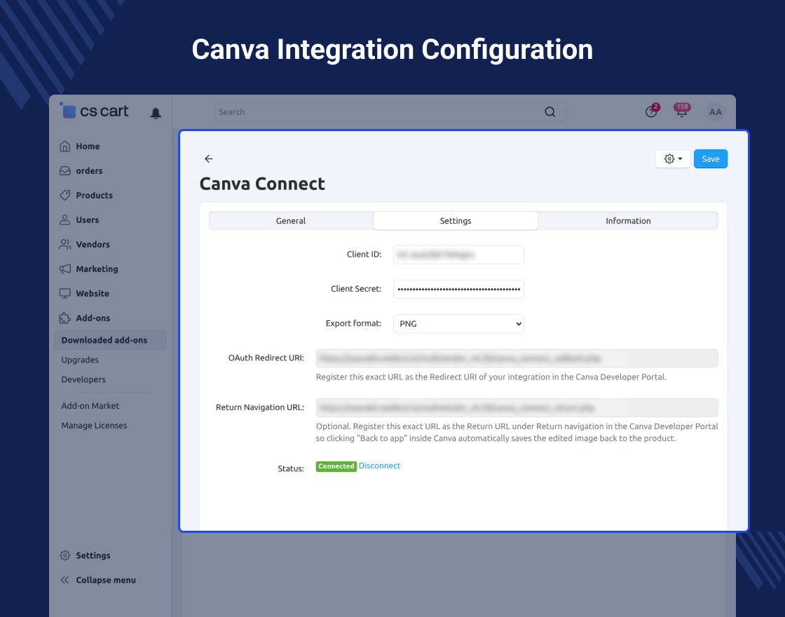 CS-Cart Canva Connect