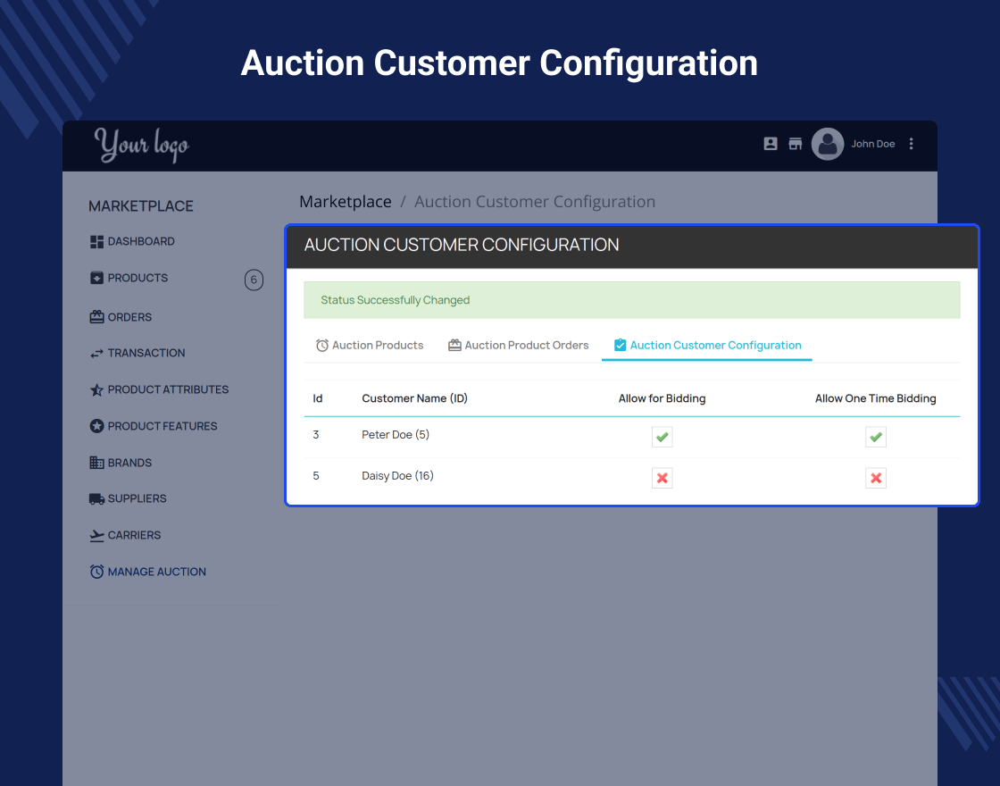 PrestaShop Marketplace Seller Auction