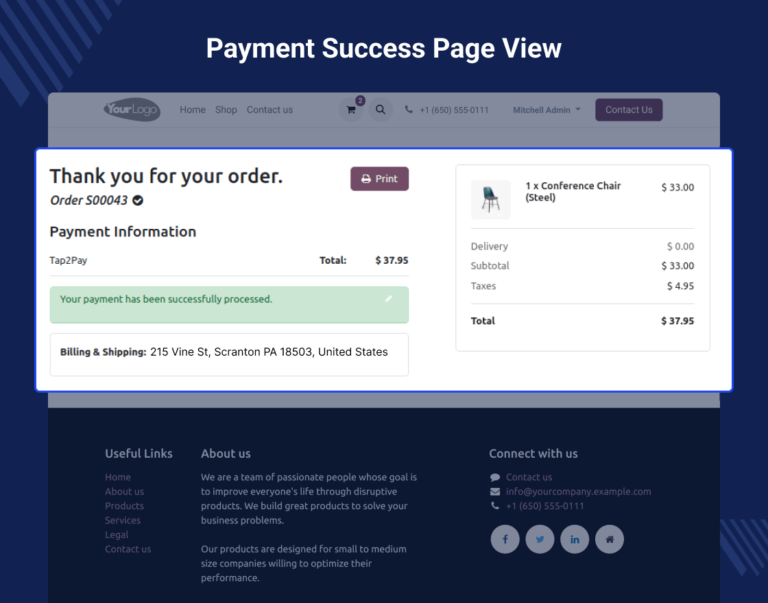 Odoo Tap2Pay Payment Acquirer