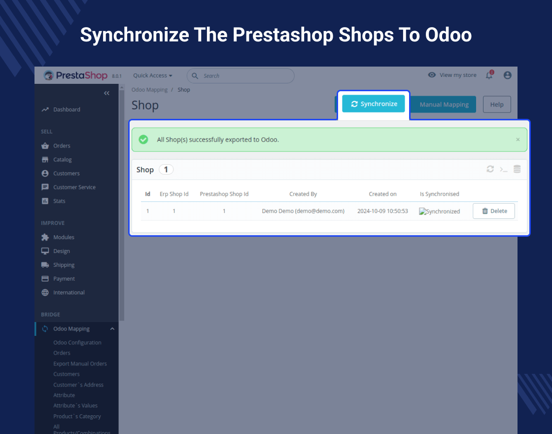 Prestashop Multishop Extension Odoo Connector 