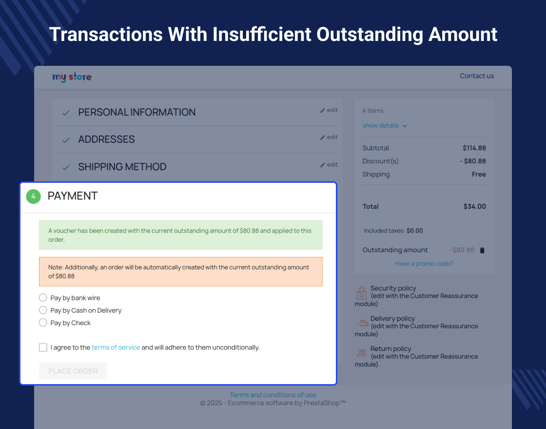 PrestaShop Pay With Outstanding Amount