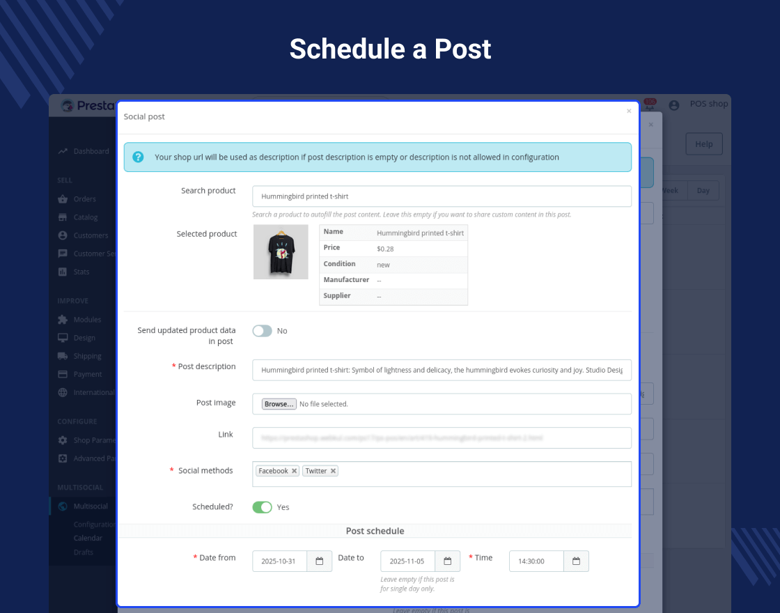 Prestashop Multi-Social Posts
