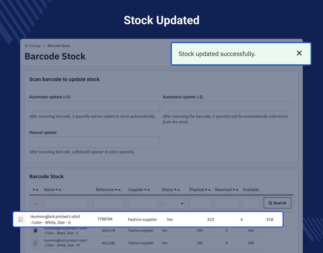 PrestaShop Barcode Stock Management
