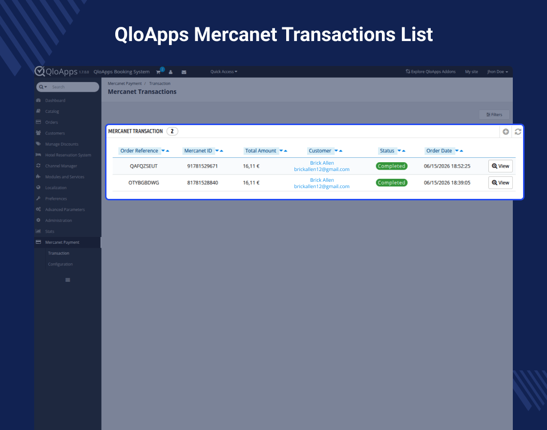 QloApps Mercanet Payment Gateway