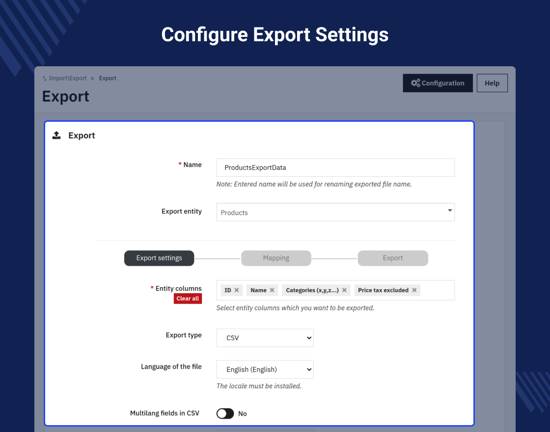 Prestashop Import Export