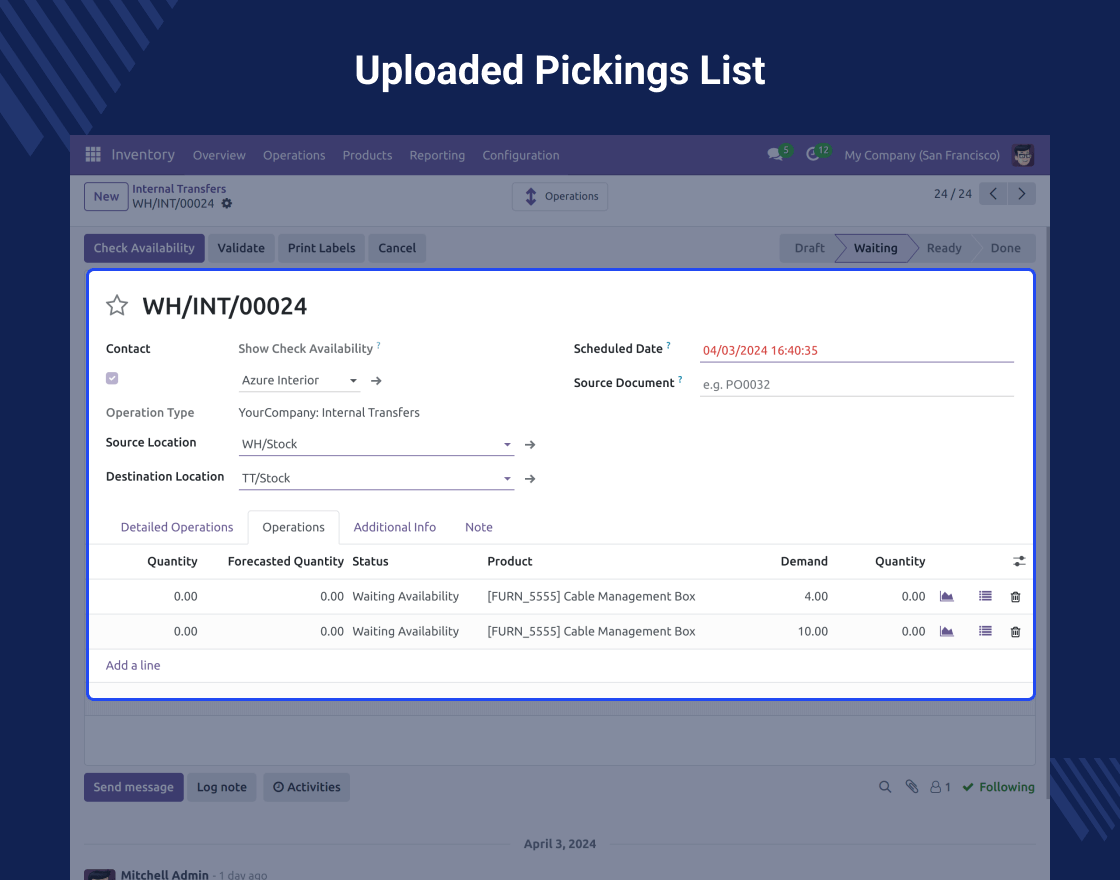 Odoo Advance Pickings Import