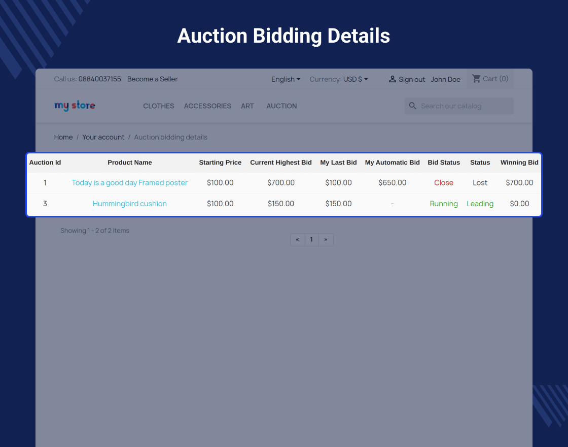 PrestaShop Marketplace Seller Auction