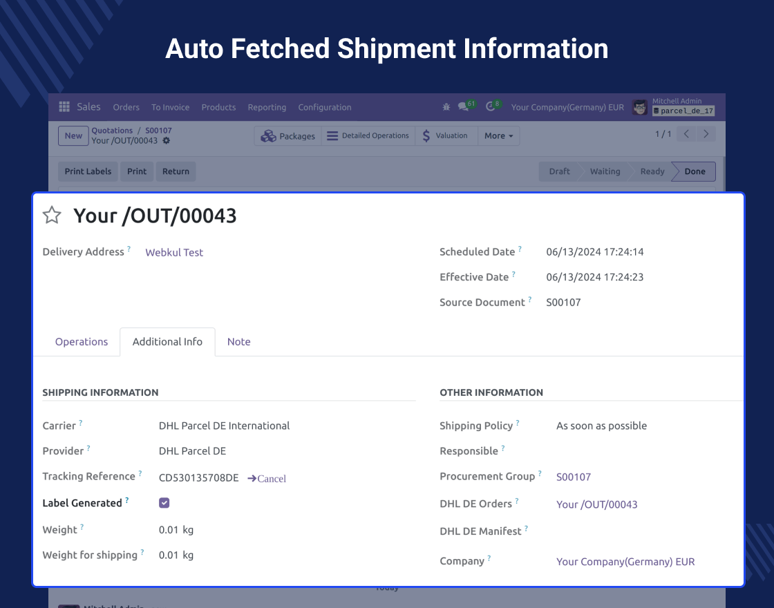 Odoo DHL Parcel DE Shipping/Returns