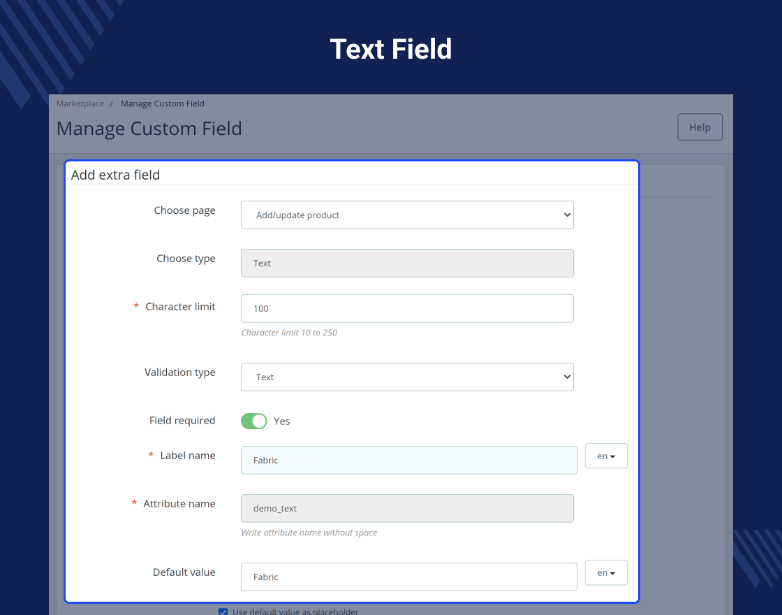Prestashop Marketplace Custom Field 