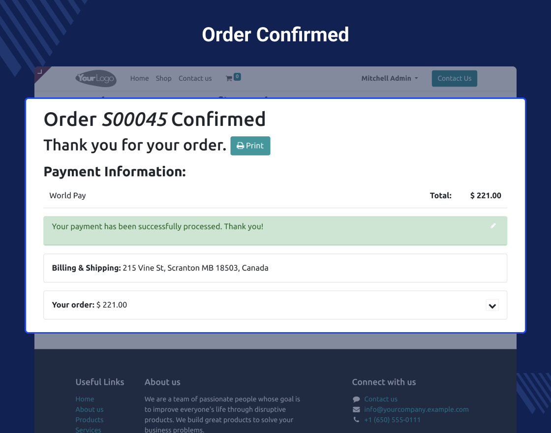 Odoo Worldpay (US) Payment Acquirer