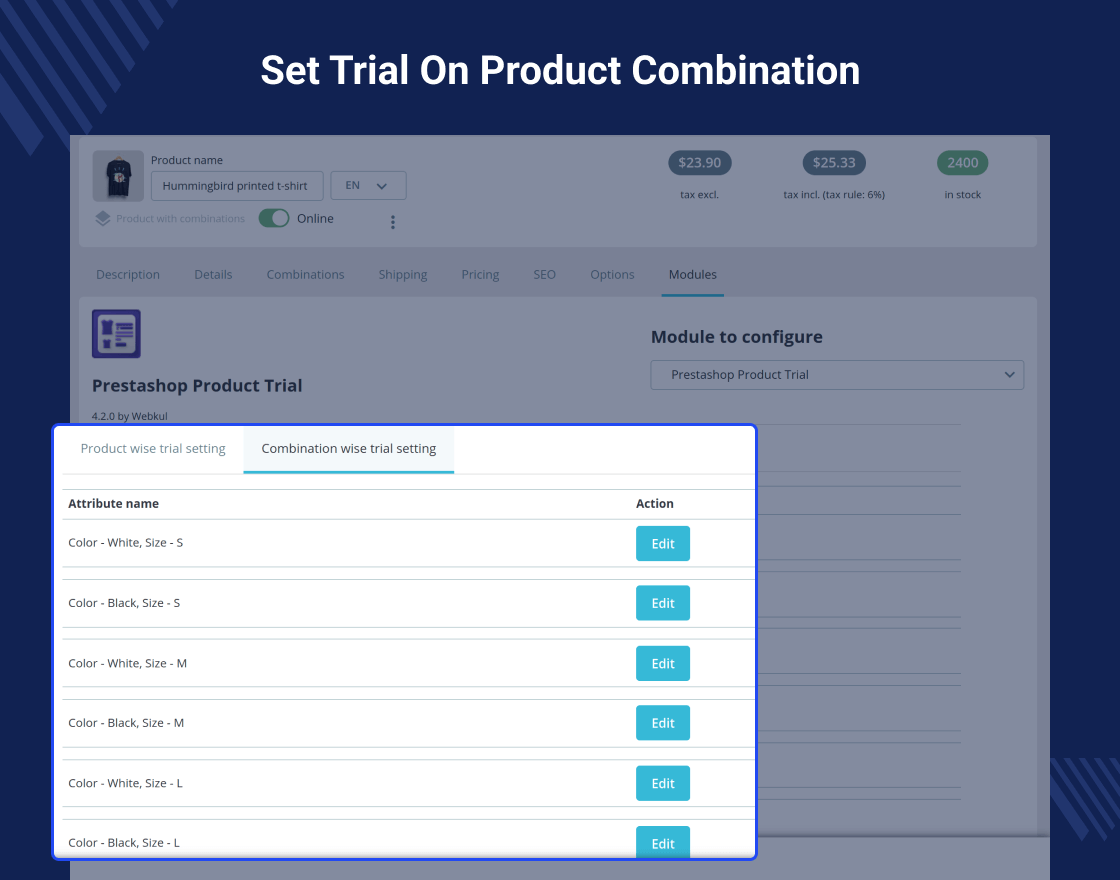 Prestashop Product Trial