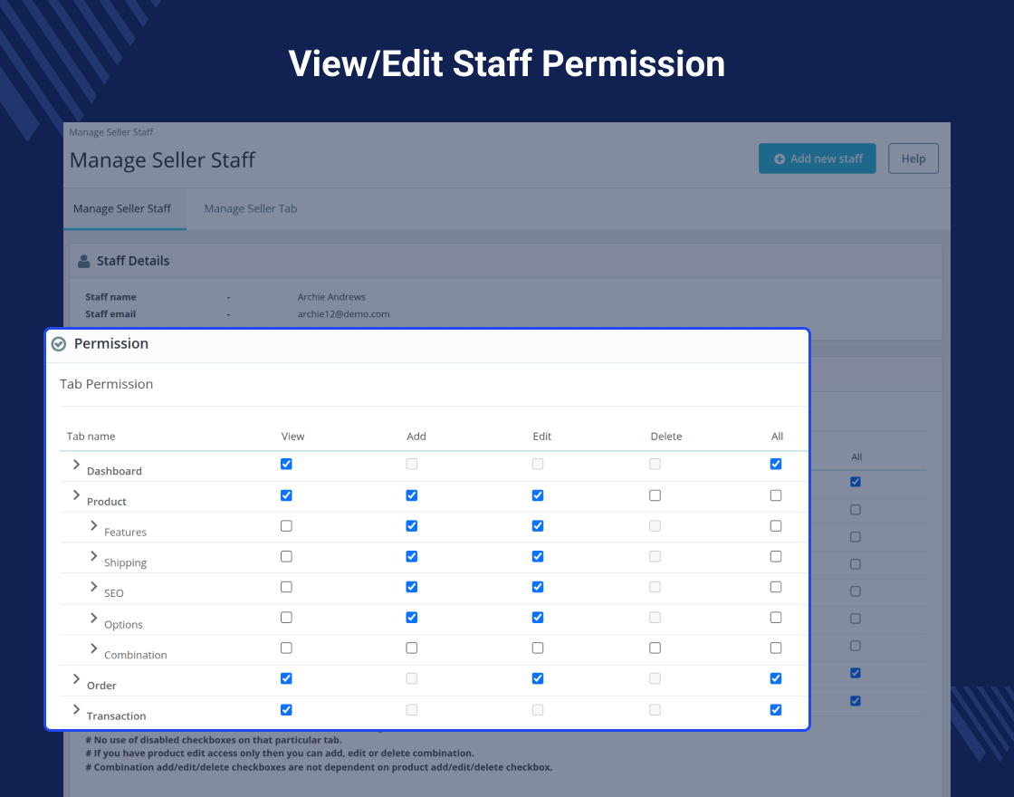 Prestashop Marketplace Seller Staff