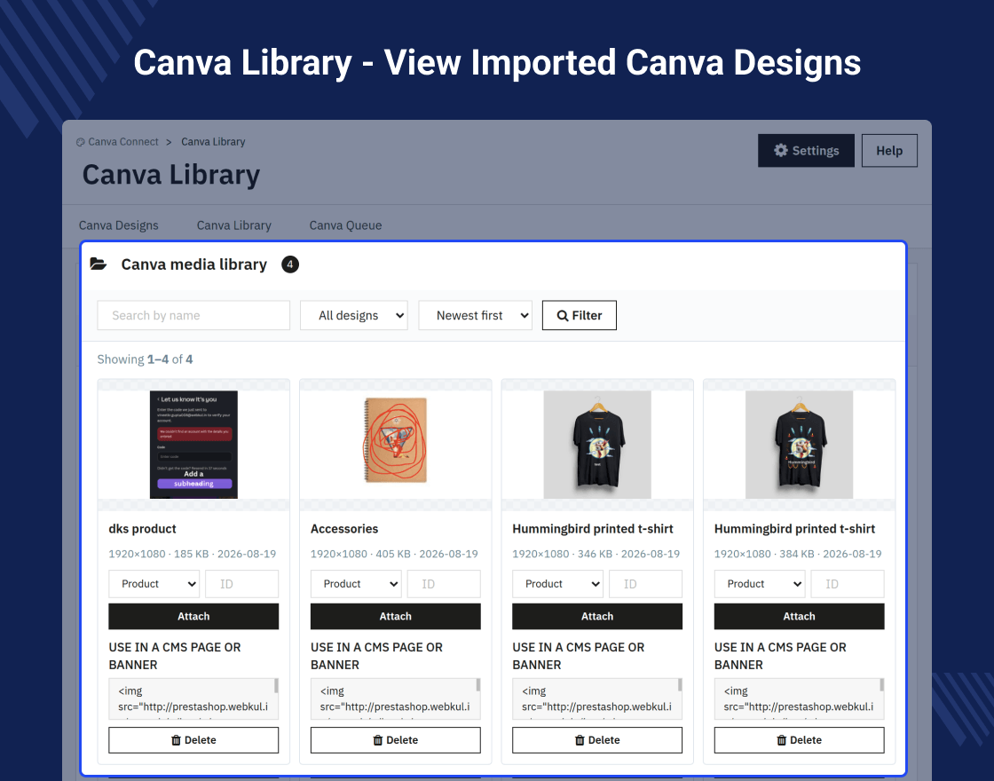PrestaShop Canva Connect