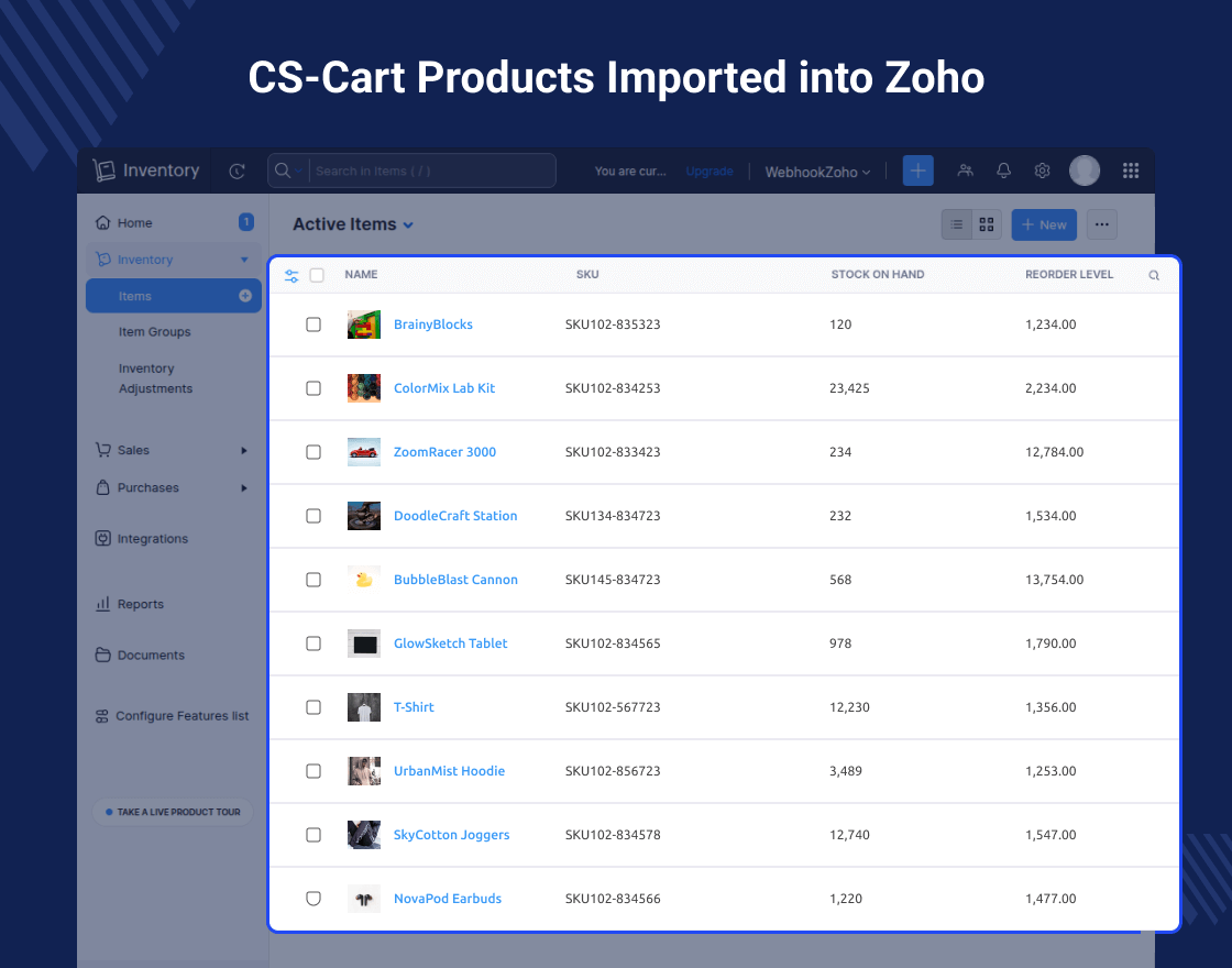 CS-Cart Zoho Inventory Integration