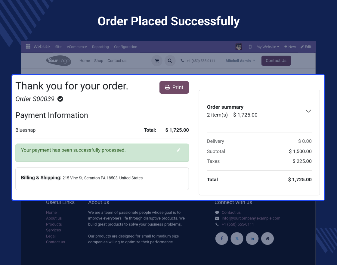 Odoo BlueSnap Payment Acquirer