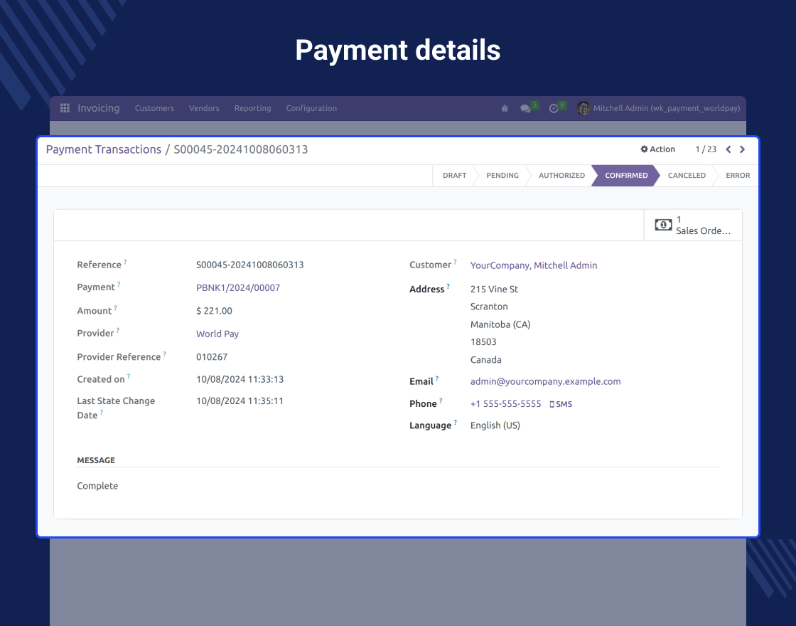Odoo Worldpay (US) Payment Acquirer - WebKul