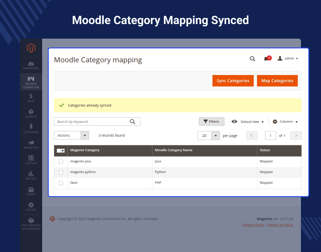 Moodle Connector for Magento 2