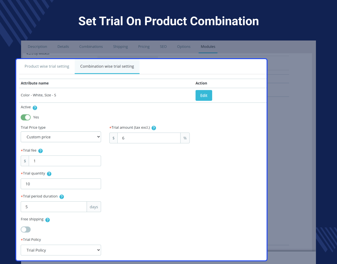 Prestashop Product Trial