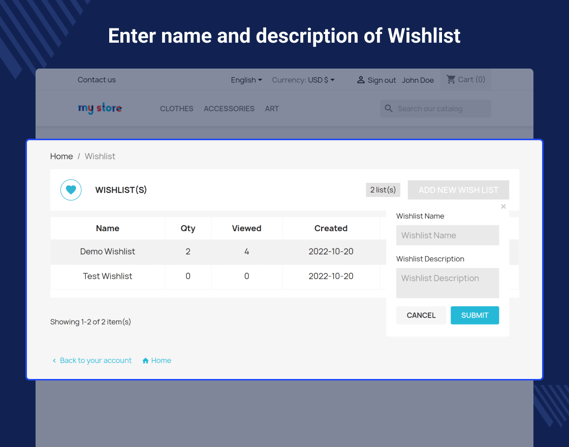 PrestaShop Product Wishlist