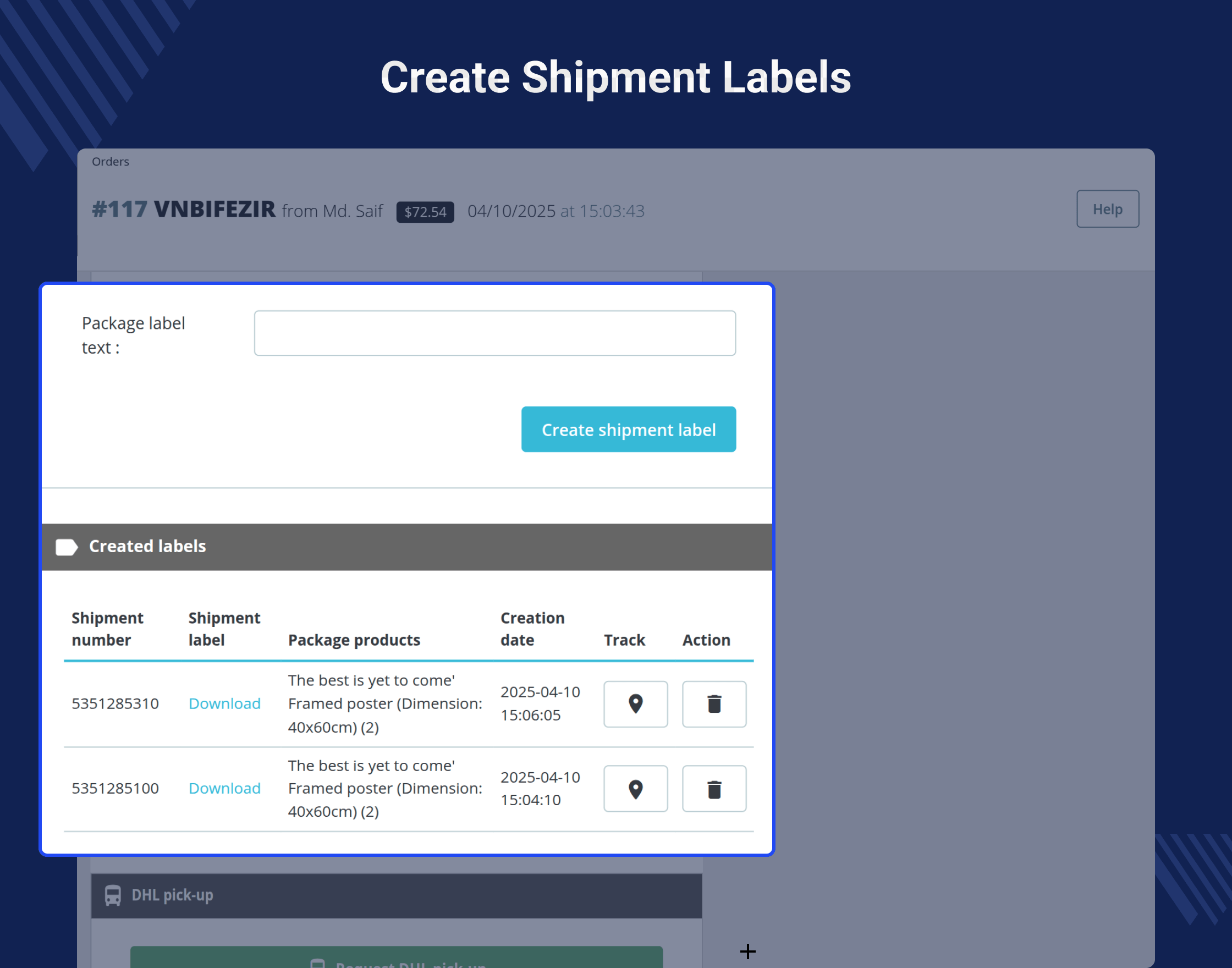 Prestashop DHL Shipping with Label Print - API Based Shipping