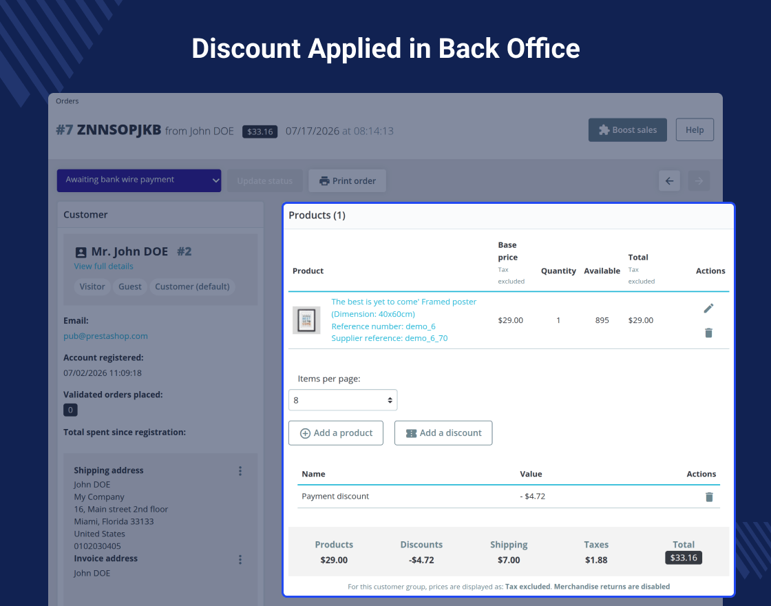 PrestaShop Payment Extra Fee/Discount
