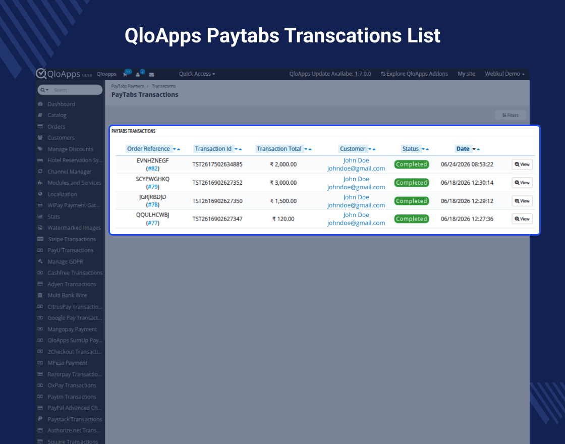 QloApps PayTabs Payment Gateway