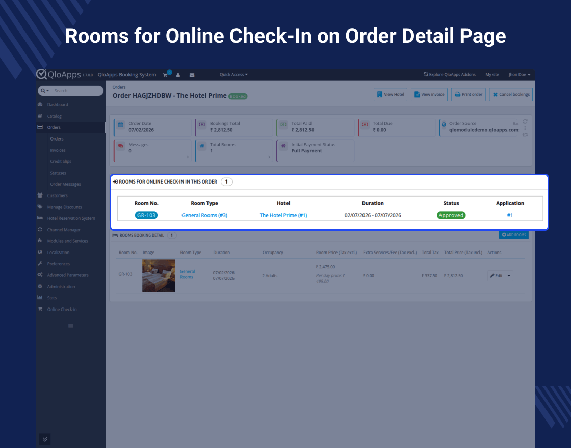 QloApps Online Check-in