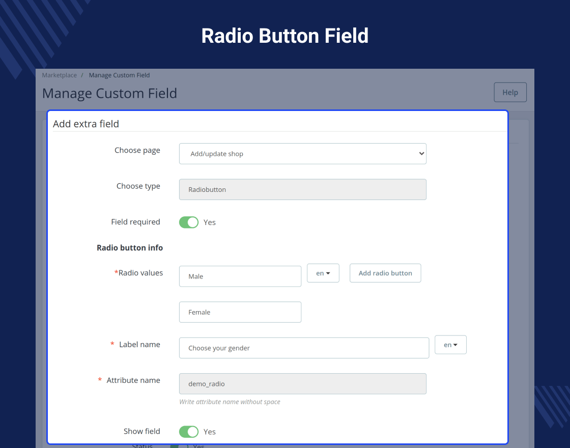 Prestashop Marketplace Custom Field 