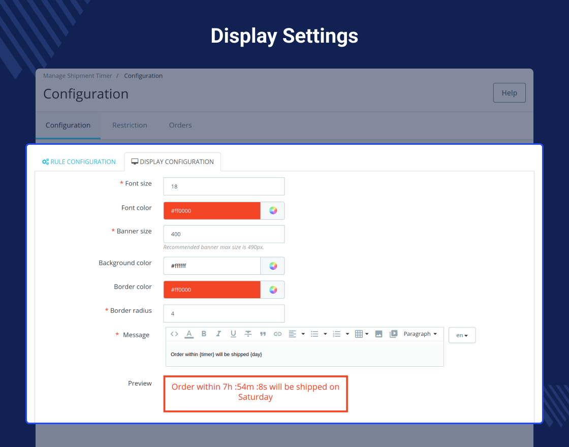 Prestashop Shipment Timer