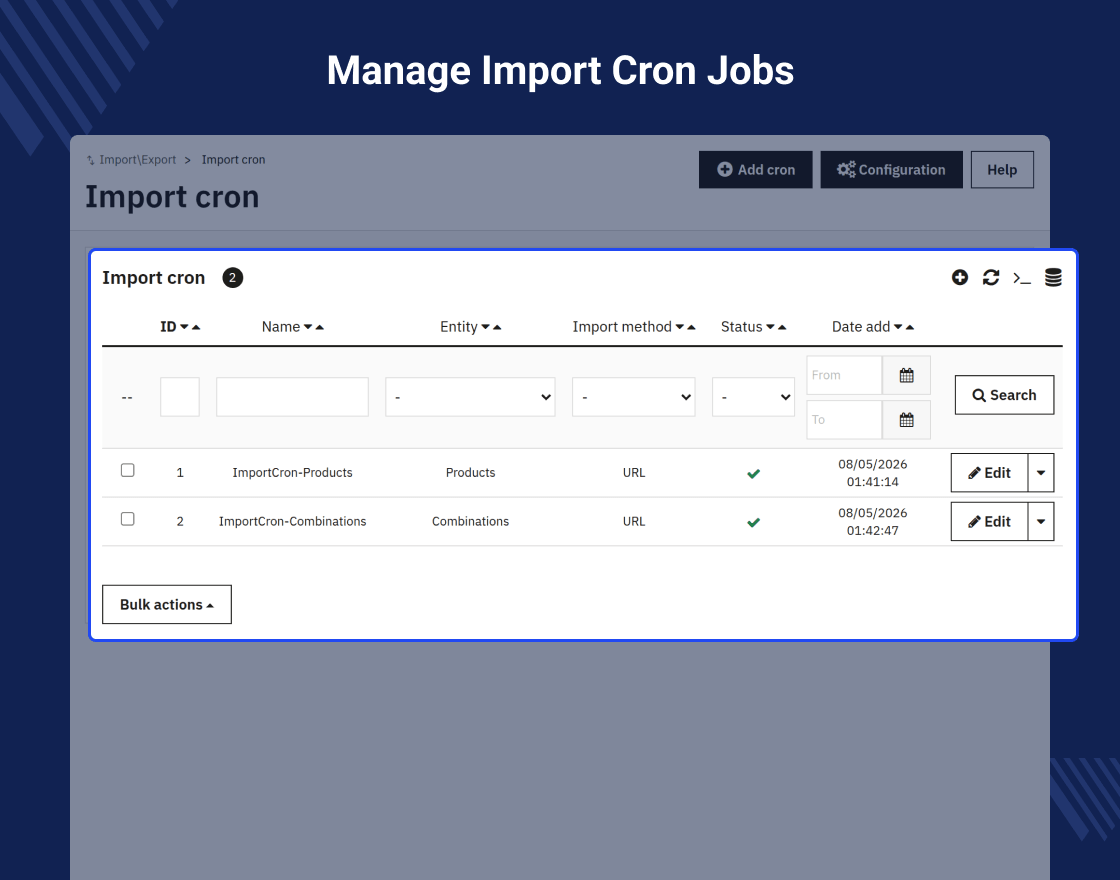 Prestashop Import Export