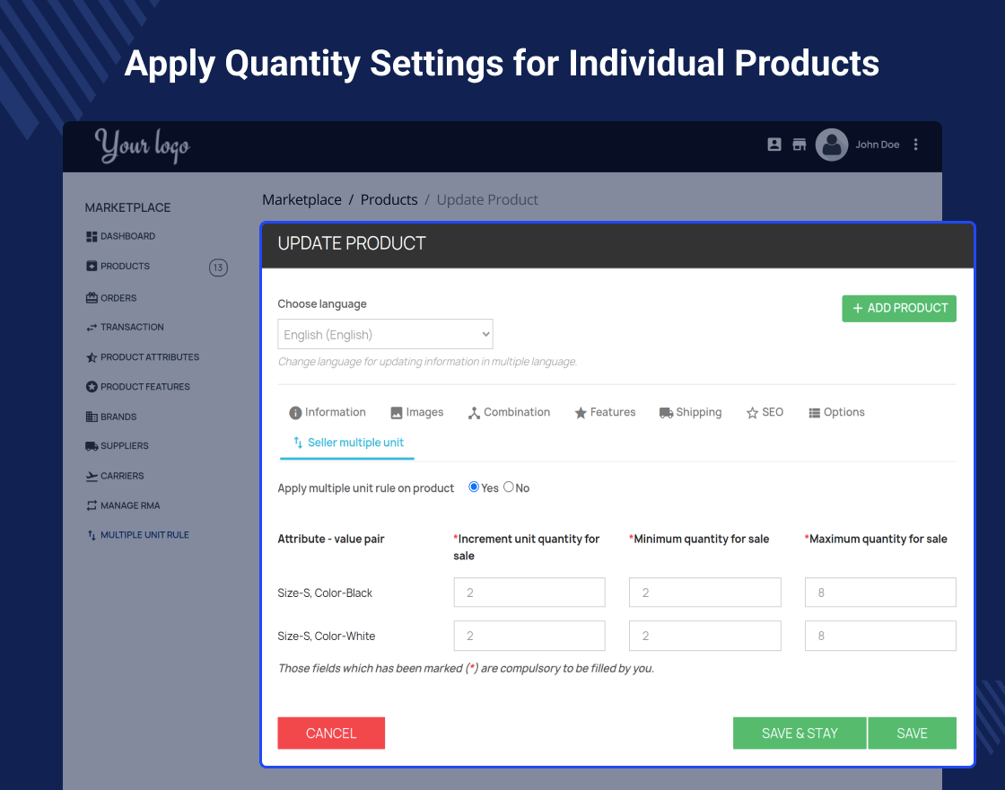PrestaShop Marketplace Sell in Multiples of Quantities
