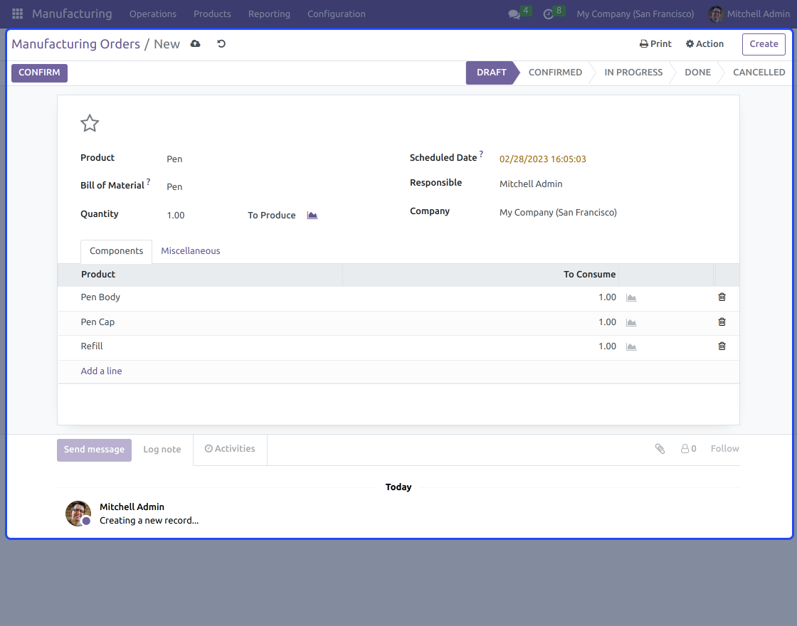 Odoo Cancel Manufacturing Orders
