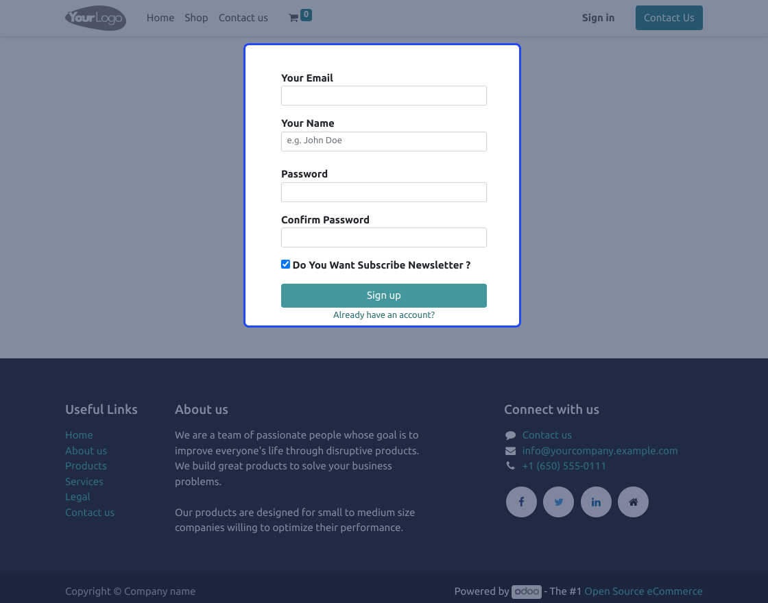 Odoo Website Mass Mailing Newsletter