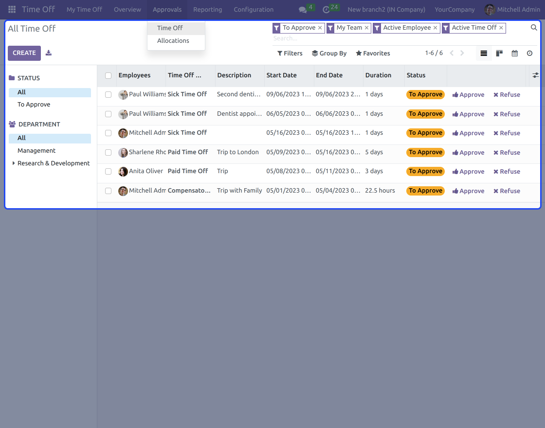 Odoo Multi Branch Employee