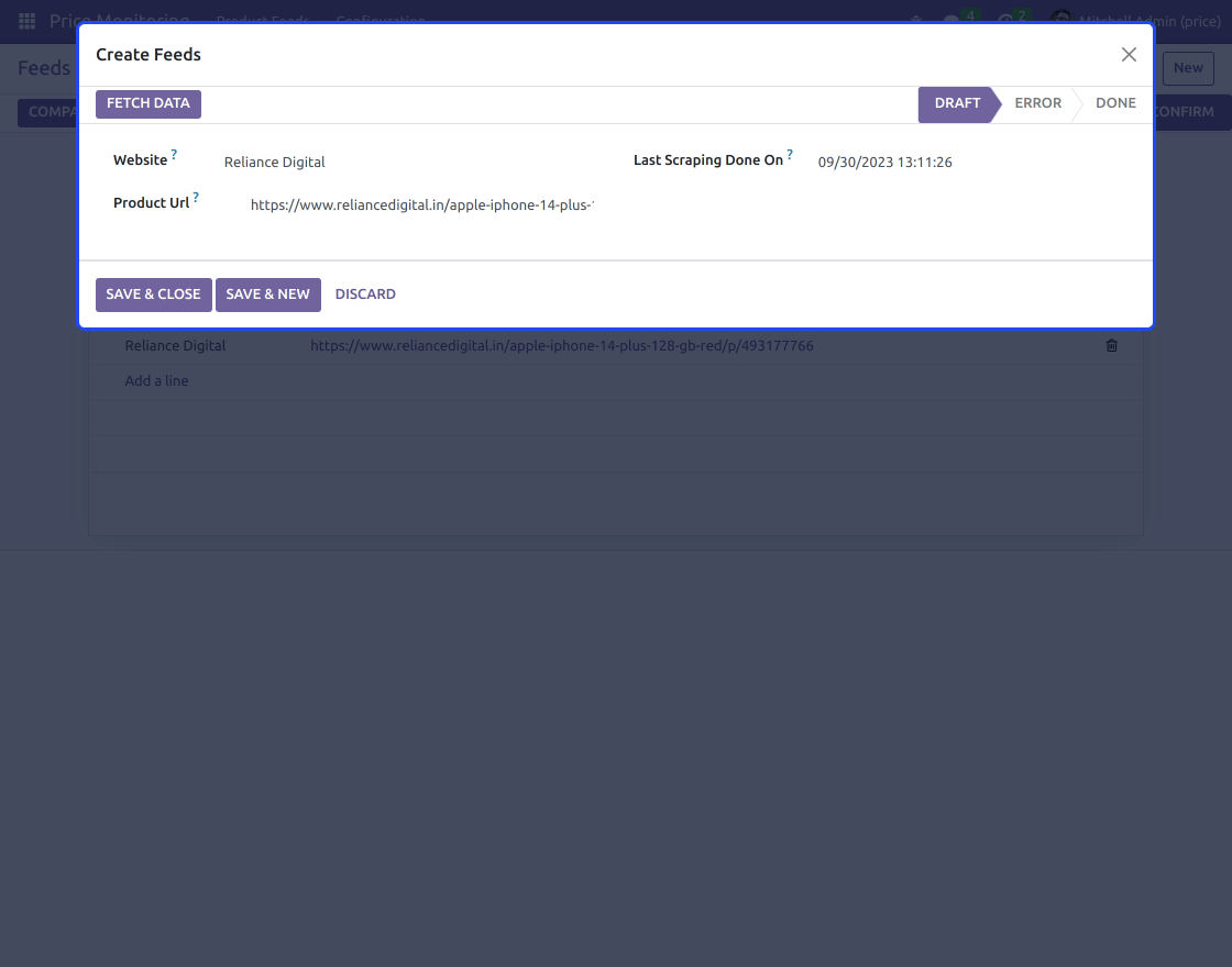 Odoo Competitor Price Monitoring