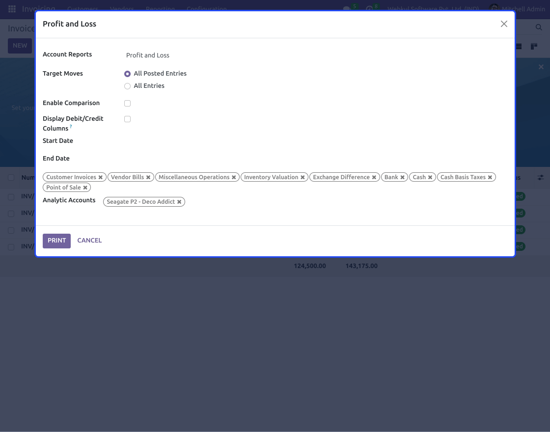 Odoo Financial Reports by Analytic Accounts